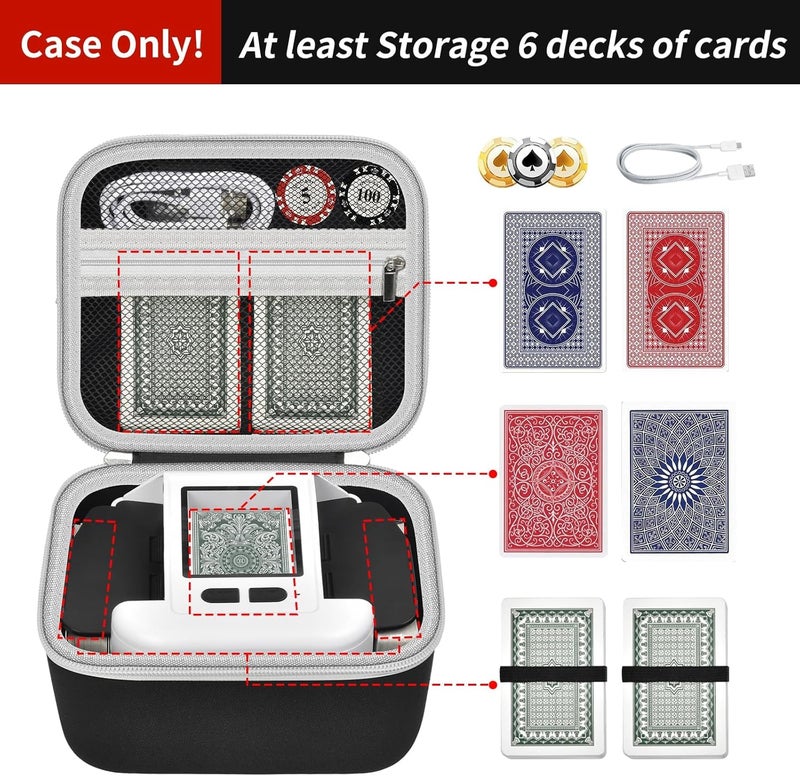 casmilee Case Compatible with Automatic Card Shuffler - 6 Deck Storage Holder for Canasta Shuffler Cards, Auto Mahjong Card Shuffler & Dealer Travel Bag with 2 Elastic Card Bands Included（Box Only） - Image 2